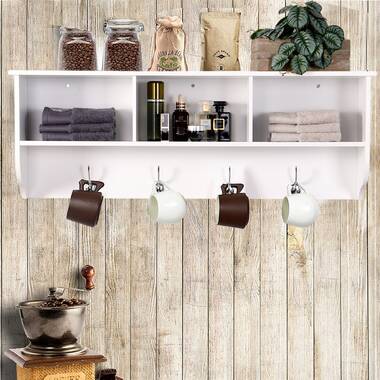 Wall shelf with drawers and online hooks